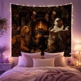thumbnail image 2 of Four Pets by a Cozy Fireplace, Cozy Rustic for Animal Lovers, Traditional Holiday Art Print, Christmas Gift Tapestry Wall Hanging for Living Room and Bedroom, 2 of 7