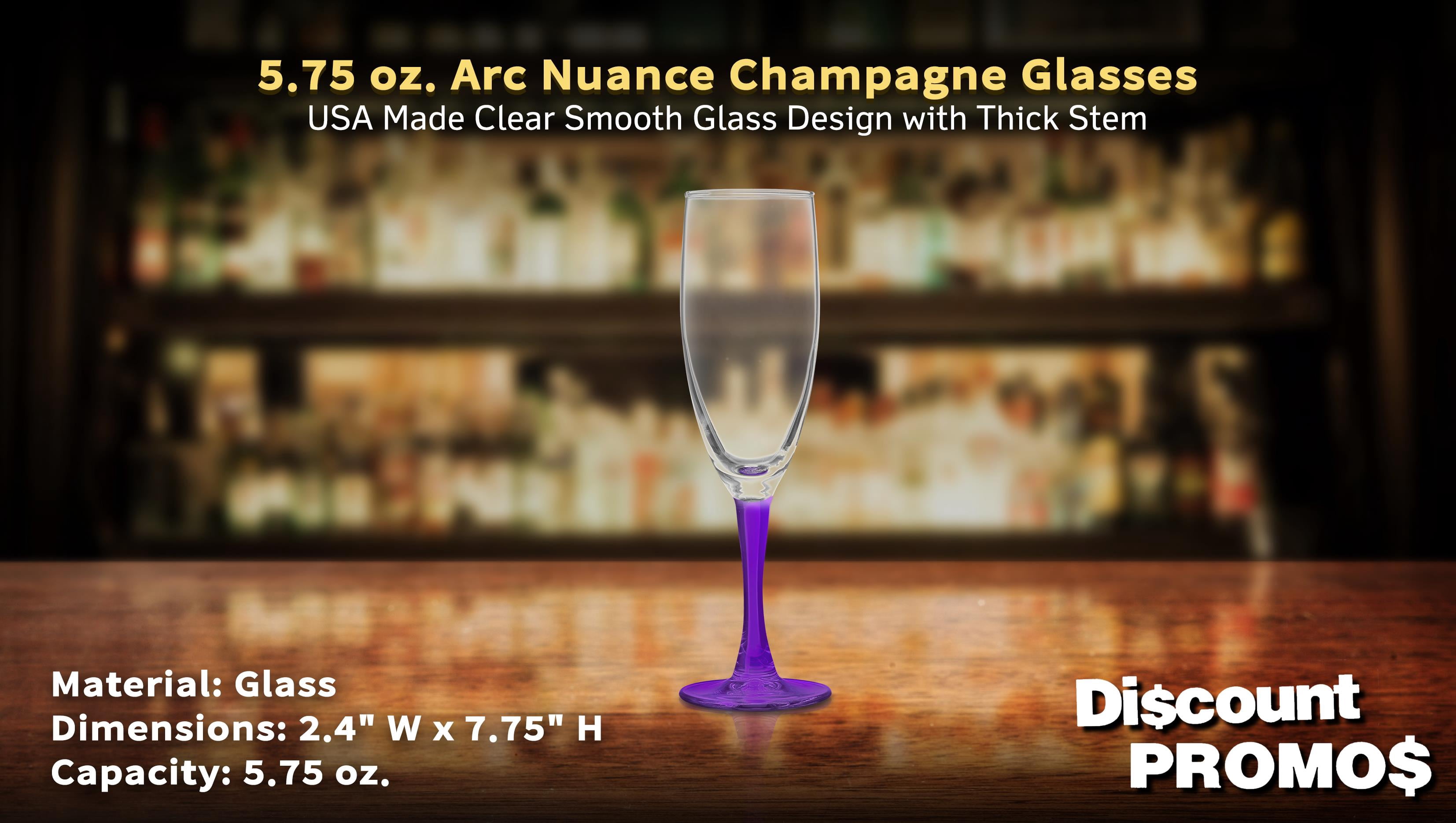 Nuance Champagne Flutes by ARC 5.75 oz. Set of 10, Bulk Pack - Perfect for Hotel, Bar, Restaurant or Lounge - Purple