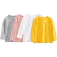 thumbnail image 4 of Niños Pequeños Niñas Niños Manga Larga Tops Color Sólido Cuello Redondo Sudadera Casual Básica Otoño Camiseta Jersey Tops, 4 of 5