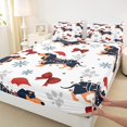 thumbnail image 3 of Homewish Cartoon Dachshund Kids Bed Sheets, Merry Christmas King Sheets, Fashion Bowknot Snowflake Sheet Set, Microfiber Bedroom Decor, 4-Piece, 3 of 7