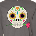 thumbnail image 4 of Inktastic DÃ­a De Los Muertos Skull with Flower Long Sleeve T-Shirt, 4 of 5