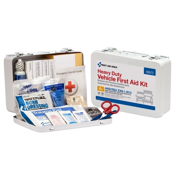 25 Person Vehicle First Aid Kit, Metal Weatherproof Case, ANSI Compliant