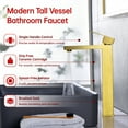 thumbnail image 4 of sumerain Bathroom Vessel Sink Faucet Single Handle One Hole Brushed Gold Lavatory Vanity Sink Faucet Stainless Steel, 4 of 12