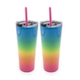 thumbnail image 4 of Cambridge Set Of 2, 24 Ounce Multi-Color Ombre Straw Tumbler, 4 of 5