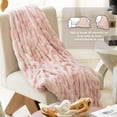 thumbnail image 6 of Faux Fur Blanket, Throw Blanket for Couch, Fluffy Blanket with Stretch Ruched Design, Ultra Soft Giftable Home Decor, 50x60 inches, Light Brown, 6 of 8