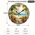 FCXZI 10 Inch Round Wooden Wall Clock Window Tropical Beach View Silent ...