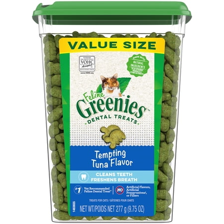Greenies Feline Adult Natural Dental Care Cat Treats, Tempting Tuna Flavor, 9.75 oz. Tub SHC10