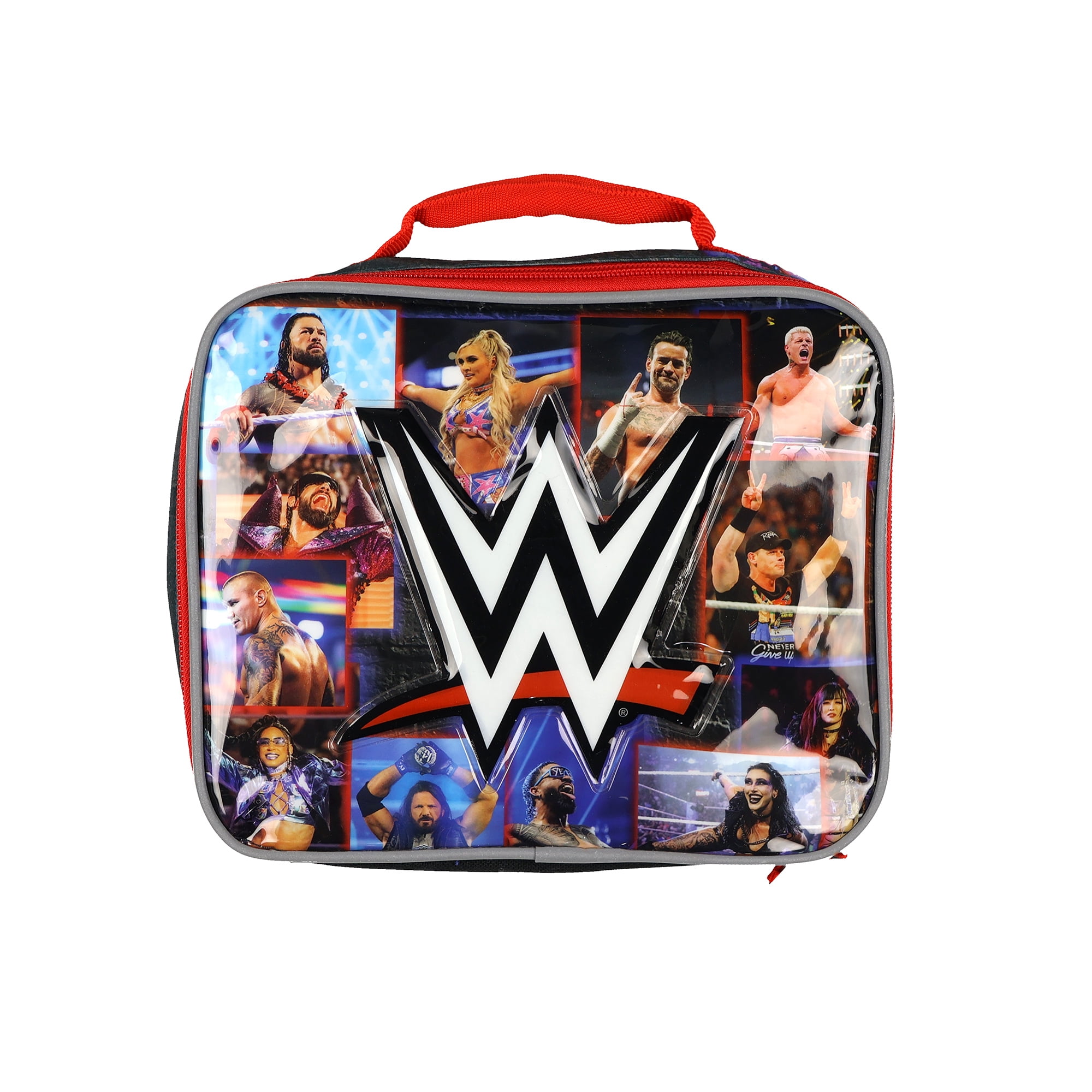 WWE Bright Lights Lunch Box Soft-Sided Insulated Tote Bag with Zip Closure 9"