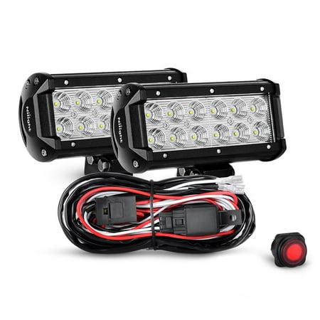 Nilight ZH008 2PCS 6.5 Inch 36W Flood Bar LED Work Driving Light with Off Road Wiring Harness, 2 Years (Best Off Road Lights)
