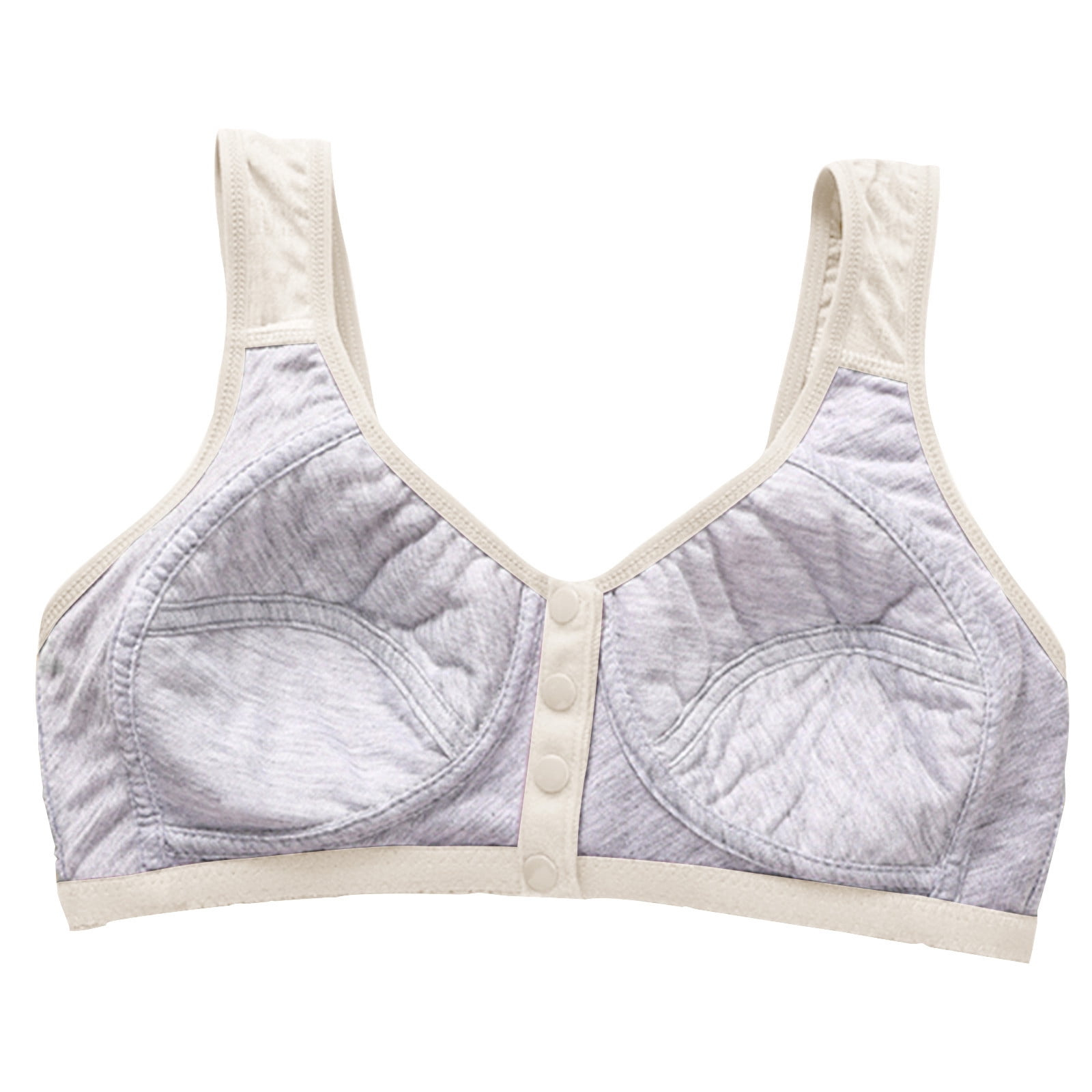 Soutien-gorge Grande Taille Sans Armature, Fermeture Devant, Bouton-pression, Confortable Et Respirant Pour Femmes D'âge Moyen Et âgées