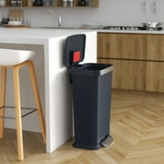 iTouchless SoftStep 13.2 Gal Kitchen Trash Can with Odor Filter, Dent-Proof Black Plastic