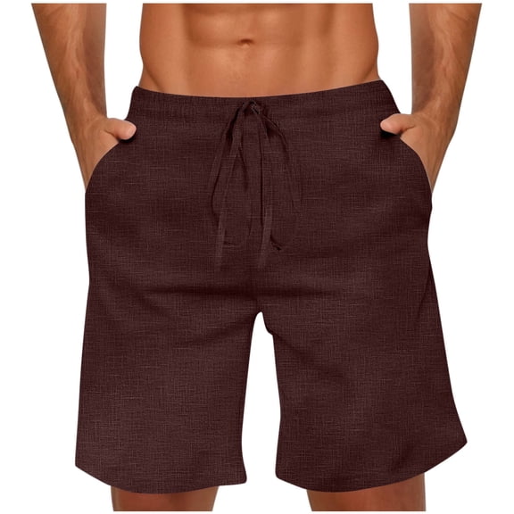 ZQUUVOU Men's Shorts Casual Drawstring Elastic Waist Sport Quick Dry Breathable Summer Beach Vacation Short with Pockets Burgundy
