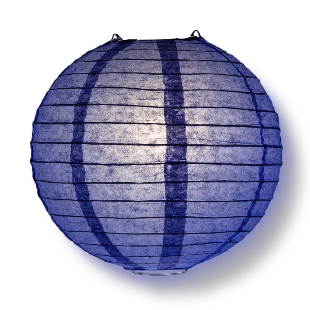 Quasimoon PaperLanternStore Decorative Paper Lantern - (Single, 8-Inch, Astra Blue, Even Ribbing) Round Paper Lantern - Ideal Wedding and Party Decor or Home Accent, Lighting Optional
