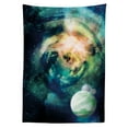 thumbnail image 3 of Ambesonne Space Tablecloth Rectangular Table Cover, Spiral Galaxy and Planets, 60"x84", Teal Blue Yellow, 3 of 4