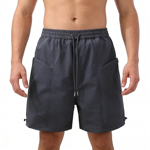 Ceisia Men's All-Season Loose Sporty Drawstring Gift Shorts - Solid-Color Breathable Pocket Outdoor Running Training Casual P ants
