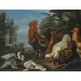 thumbnail image 2 of David de Coninck 24x19 Gold Ornate Framed and Double Matted Museum Art Print Titled - Ducks, Guinea Pigs and a Rabbit in a Wooded Landscape Beside a Lake, 2 of 4