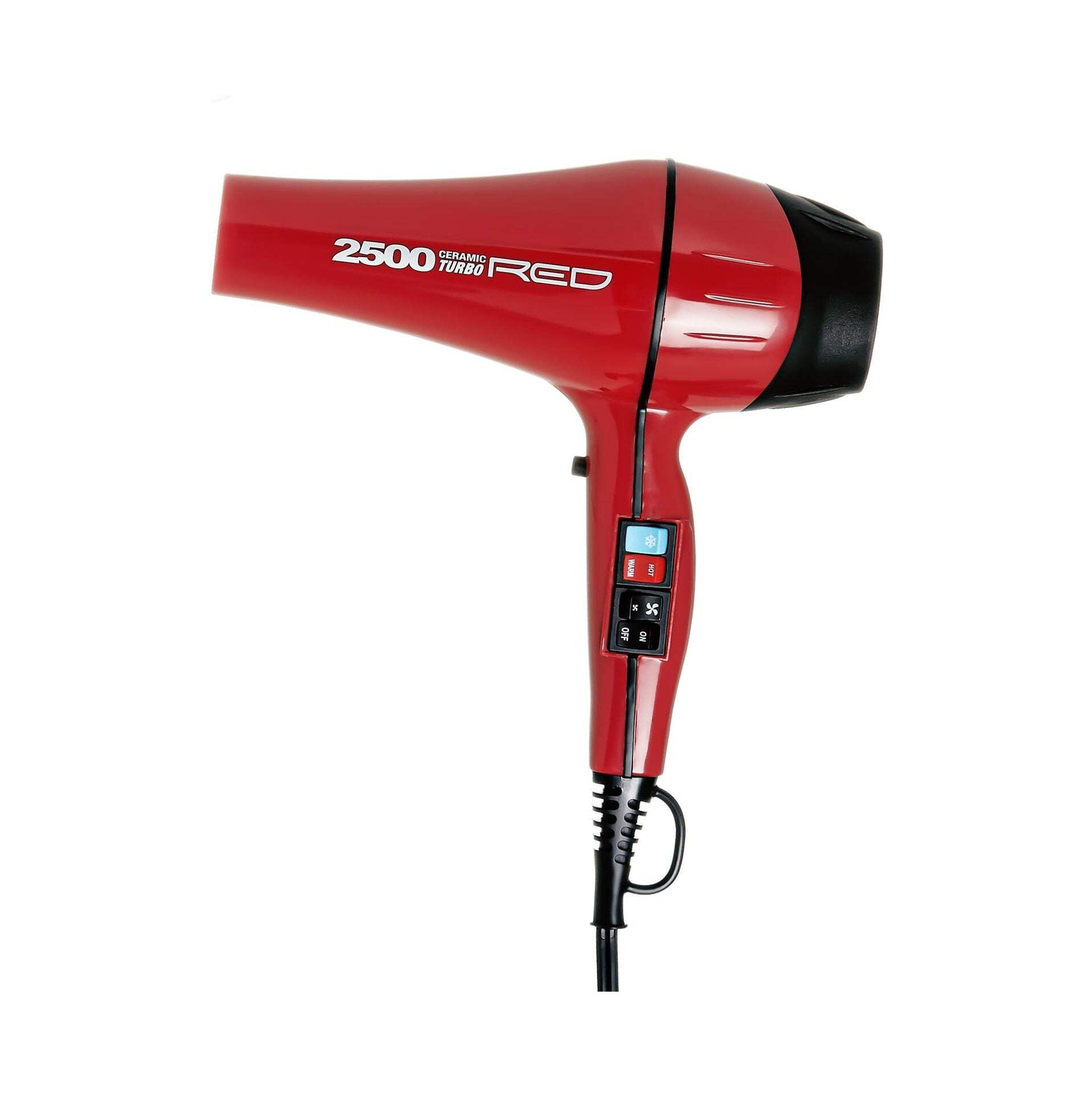 RED by KISS 2500 Ceramic Turbo Hair Blow Dryer – Professional AC Motor with 25% More Airflow, 3 Heat/3 Speed Settings, Quiet Long-Life Design, Includes 3 Bonus Styling Attachments