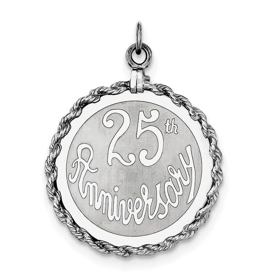 925 Sterling Silver 25th Anniversary Disc Charm Pendant