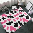 Non Slip Indoor Outdoor RugCute Black Pink Cow Print Washable Rugs