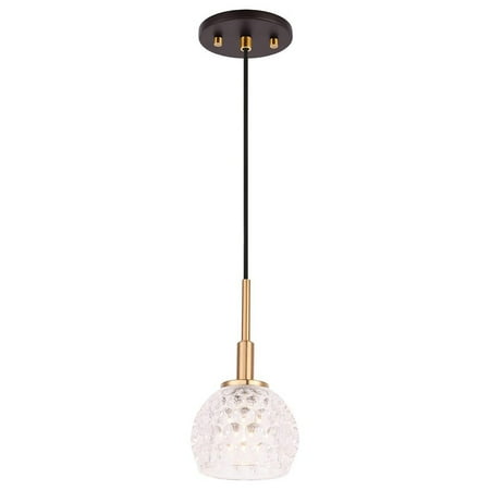 

Woodbridge Lighting Elise 1-Light Glass Mini-Pendant in Brass/Bronze/Clear