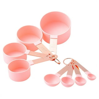 Dropship Rose Gold Measuring Cups And Spoons Set, Copper Pink Stainless  Steel Cup And Spoon With Wooden Handle, Coffee Cake Milk Baking Measuring  Cup to Sell Online at a Lower Price