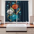 thumbnail image 2 of Ambesonne Christmas Kitchen Curtains, Vivid Balls Ribbons, 55"x39", Petrol Blue Grey Red, 2 of 3