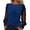 Blue, variant on Women's Long Sleeve Casual Top with Sheer Mesh Yoke Loose Fit Round Neck Everyday Comfort T-Shirt Oversized T-shirts Short Sleeve Crewneck Casual Tops