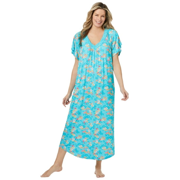 Dreams & Co. Women's Plus Size Lace Knit Gown - Walmart.com