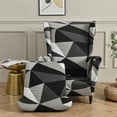 thumbnail image 3 of Wing Back Chair Covers with Arms Piece Slipcovers for Armchair Washable Stretch Print Pattern Wingback Chair Cover Furniture Protector Geometry, 3 of 7