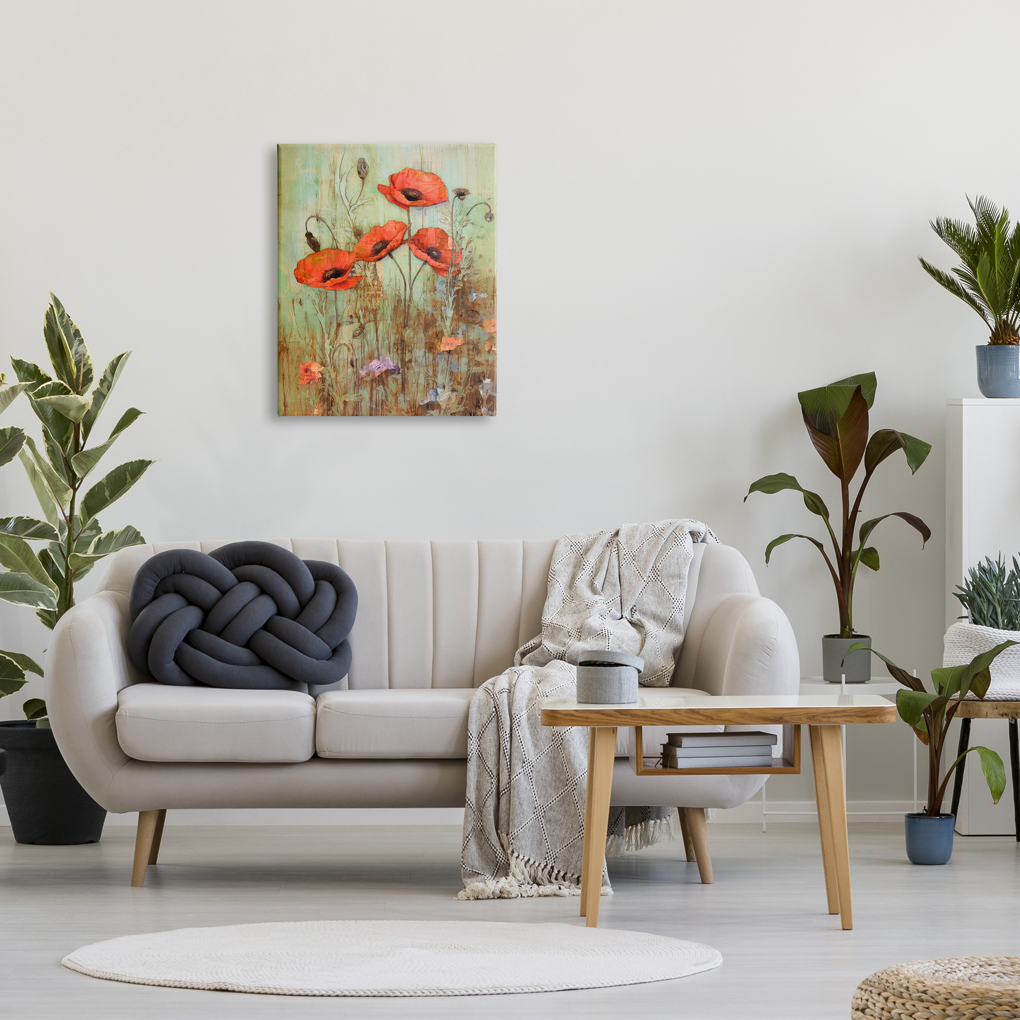 Stupell Industries Rustic Red Poppies Botanical & Floral Painting Gallery Wrapped Canvas Art Print Wall Art, 24 x 30