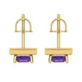 thumbnail image 3 of 2.24 ct Screw-Back Stud Earrings for Women | 5.5mm Princess Cut Natural Amethyst | 18K Yellow Gold, 3 of 4