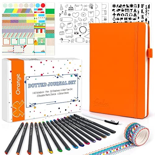 Kit de Diario Punteado Feela A5 224 Páginas Naranja