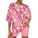 thumbnail image 1 of Puntoco Conjunto de pijama cómodo para mujer, conjunto de camiseta y pantalones cortos de manga corta con cuello redondo y estampado navideño para mujer, ropa para el hogar, 1 of 5