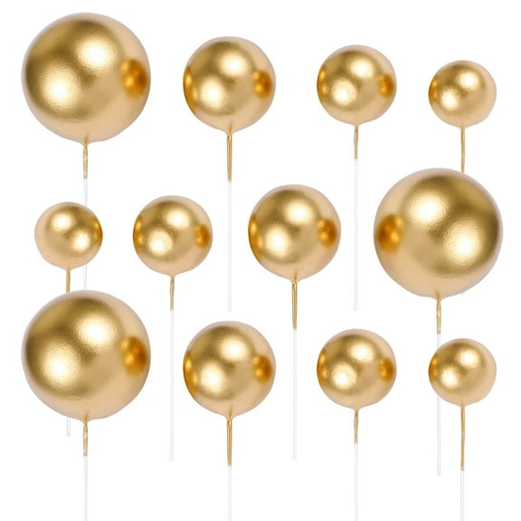 NIAIZEK Golden Elegant Round Ball Cake Topper Set of 20 for Wedding Birthday
