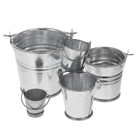 WASHWEPE 5Pcs Tiny Metal Buckets Small Iron Pails For Artists And Hobbyists Elegant Design Round Shape
