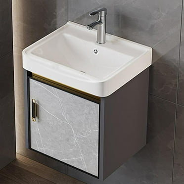 Modern Bathroom Vanity with Soft-Close Drawers, Floating Vanity with Sink, 16.9 Inch Single Sink Bathroom Vanity