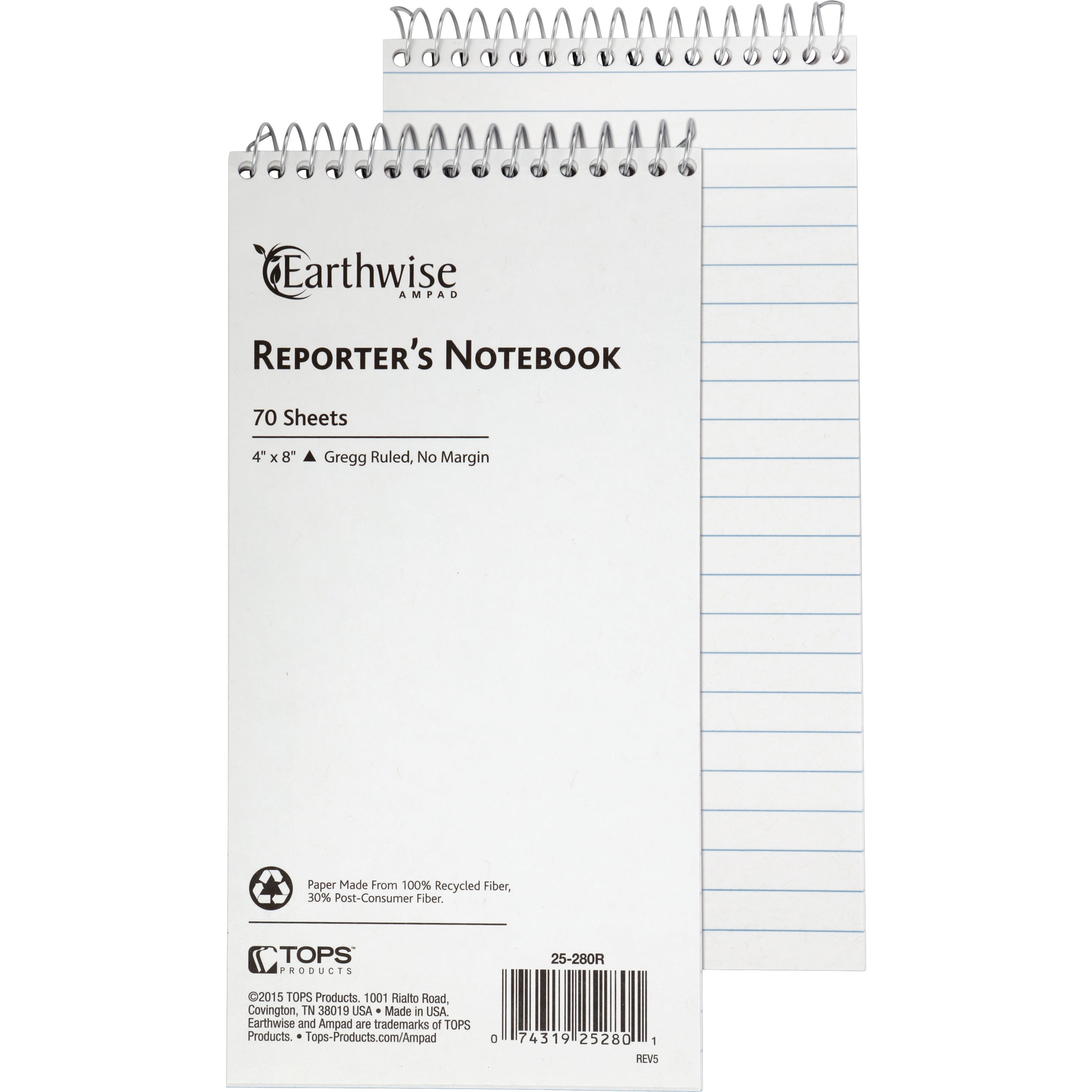 Ampad, TOP25280, Earthwise Reporter's Notebook, 1 Each