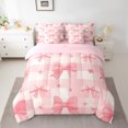 thumbnail image 2 of Manfei Cartoon Ribbon Child Bedding Comforter Set 7-Piece, Pink Cherry Blossoms King Bedding Sets, Kawaii Princess Bow Reversible Bed Sheets, Microfiber Bedroom Decor, 2 of 7