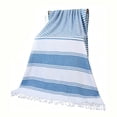 thumbnail image 2 of WIZUTIZ Boho Striped Beach Towel with Tassels, Soft Absorbent Wrap Travel Towel,for Pool Camping Picnic Gym and Bath, Outdoor Summer Essentials and Home Comfort,39.4*70.9in,Light Blue, 2 of 6