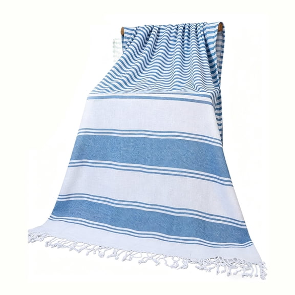 Beach Towel with Tassels Striped Quick Dry Lightweight 100x180cm for Travel Pool Camping Picnic