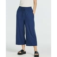 thumbnail image 2 of Real Essentials 3 Pack: Women's Ultra-Soft Wide Leg Loose Capri Open Bottom Pants - Yoga Lounge Pockets(Available in Plus), 2 of 7