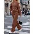 thumbnail image 3 of Cueply Two Piece Sets for Women Outfits Fall Lounge Set Sweatshirt Knit Pullover Sweater Tops Wide Leg Pants, 3 of 8