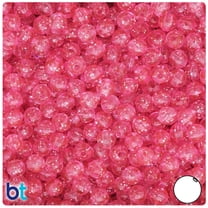BeadTin Pink Sparkle 6mm Round Plastic Beads (500pcs)