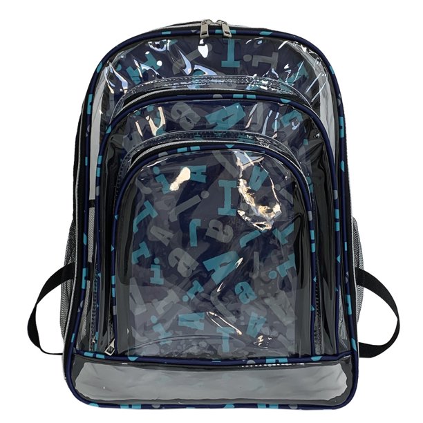 Mochila casual transparente unisex Mochila de verano de gran capacidad de PVC (letra azul)