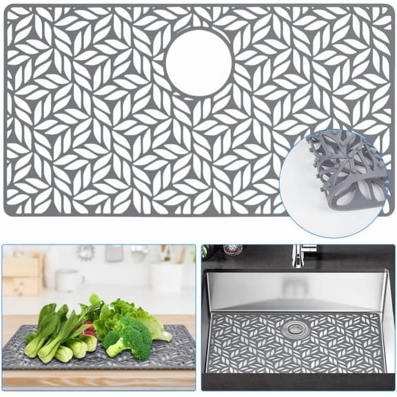 Silicone Sink Protectors for Kitchen Sink 28.25"x15.25" Sink Protectors for Bottom of Farmhouse Stainless Steel Porcelain with Rear Drain Hole for Sink Bowl,Sink Mat for Rectangle Porcelain Sink