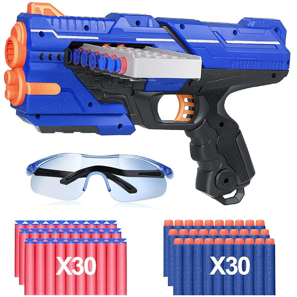 Joyx Toy Guns With 12 Continuous Shooting Dart Barrels For Boys For Nerf Guns Bullets With 60 Pcs Refill Darts And 1 Protective Glasses For 3 10 Year Old Boys Blue Walmart Com Walmart Com