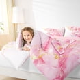 thumbnail image 3 of Manfei Golden Pink Bow Twin Comforter Sets,Girls Personalized Letter A Bedding Set,Pink Reversible,2 Pieces,1 Comforter and 1 Pillowcase, 3 of 7
