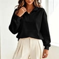 thumbnail image 4 of Vynhevius Women Mock Neck Sweatshirt Half Zip Long Sleeve Loose Casual Pullover Top With Pocket, 4 of 8