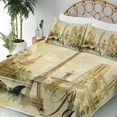 thumbnail image 4 of Ambesonne Paris Fitted & Top Sheet Set with Shams, Vintage Style Landmarks Photo, Beige Pale Camel, 4 of 7