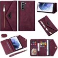 thumbnail image 2 of Wallet Case for Samsung Galaxy S21 FE (Not S21), Crossbody Neck Strap Lanyard Purse Handbag Shoulder Strap Cover with ID Card Holder Phone Case for Samsung Galaxy S21 FE XK Wine, 2 of 15